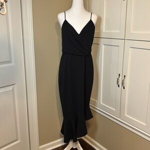 Gianni Bini Black Spaghetti Strap Asymmetrical Peplum Hem Size 6